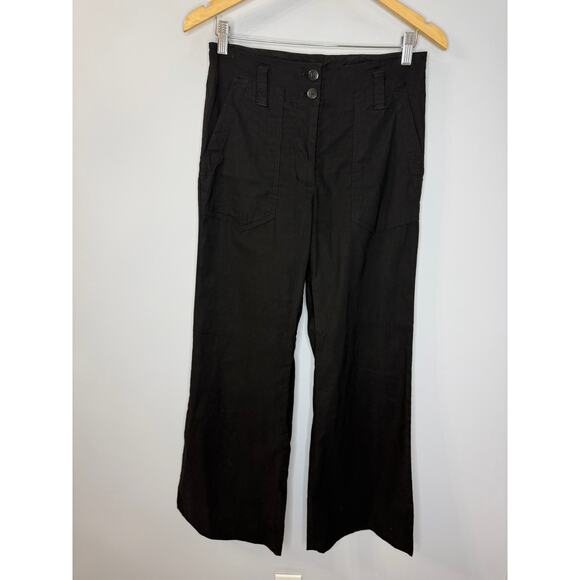 Maeve by Anthropologie Naomi Linen Blend Wide-Leg Flare Pants Black Sz 4 NWOT - Picture 2 of 16